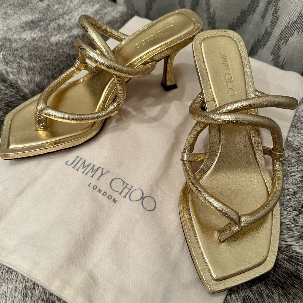 Jimmy Choo Gold Low Heels